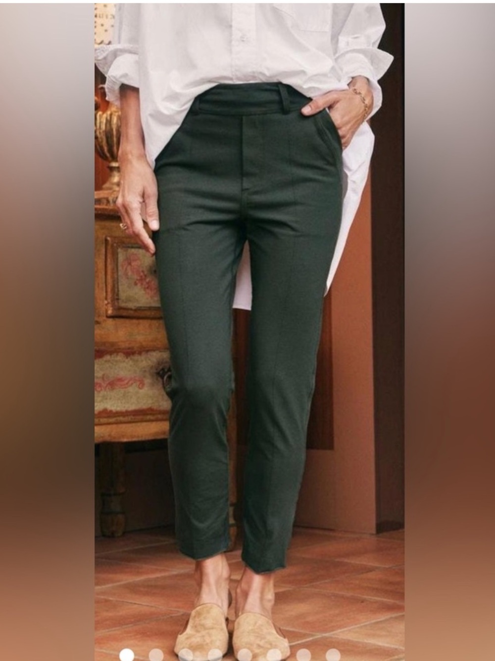 Frank & Eileen Billion Dollar Cropped Pants Size M Evergreen